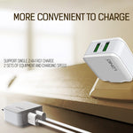 LDNIO A2201 Cabeça de Carregamento Dupla USB 2.4A Adaptador de Carregamento Direto para Telemóvel com Cabo de Dados 8 Pinos, 8 Pinos