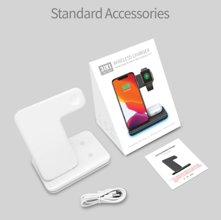 Carregador Sem Fios Magnético Vertical QI Z5A para Telemóveis, Apple Watches e AirPods / Samsung Galaxy Buds / Huawei Free Buds, com Anel de Luz Tátil, Z5A