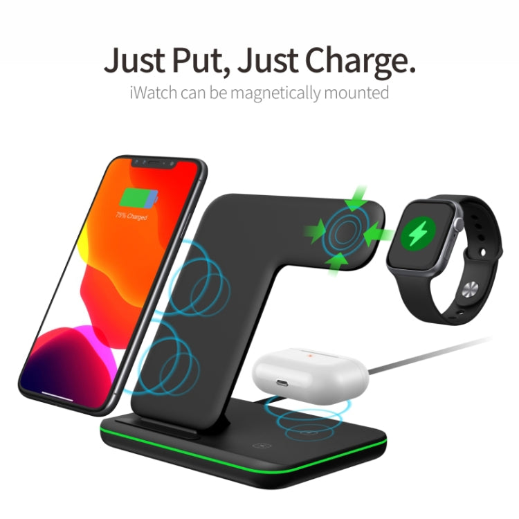 Carregador Sem Fios Magnético Vertical QI Z5A para Telemóveis, Apple Watches e AirPods / Samsung Galaxy Buds / Huawei Free Buds, com Anel de Luz Tátil, Z5A