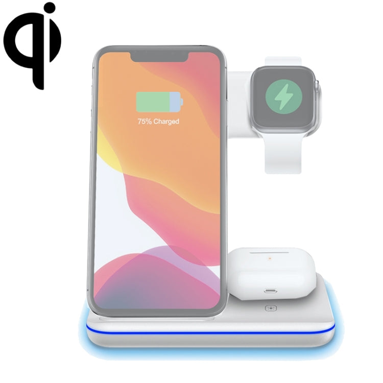Carregador Sem Fios Magnético Vertical QI Z5A para Telemóveis, Apple Watches e AirPods / Samsung Galaxy Buds / Huawei Free Buds, com Anel de Luz Tátil, Z5A