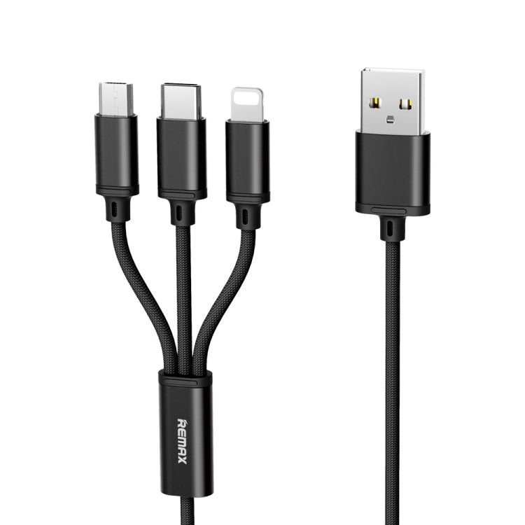 Cabo de Carregamento REMAX RC-131TH 1m 2.8A 3 em 1 USB para 8 Pinos & USB-C / Tipo-C & Micro USB
