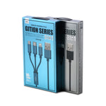 Cabo de Carregamento REMAX RC-131TH 1m 2.8A 3 em 1 USB para 8 Pinos & USB-C / Tipo-C & Micro USB