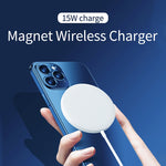 Carregador Sem Fios Magnético Magsafe Redondo Estilo Liga de Alumínio OJD-63 15W, Magnético