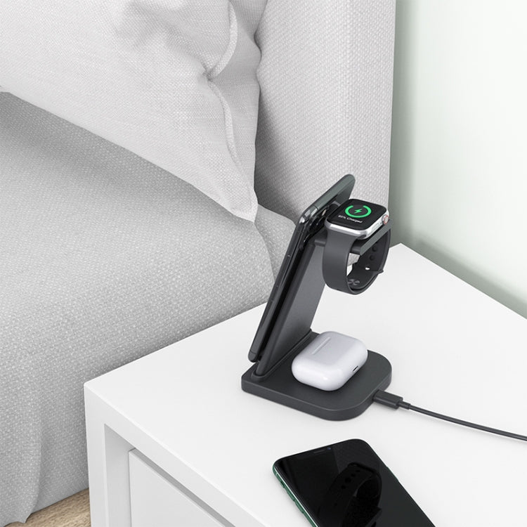 Suporte de Carregamento Multifuncional Dobrável 3 em 1 HQ-UD21 para Telemóvel, Relógio e Carregador Sem Fios para iPhones, Apple Watch e Airpods, HQ-UD21