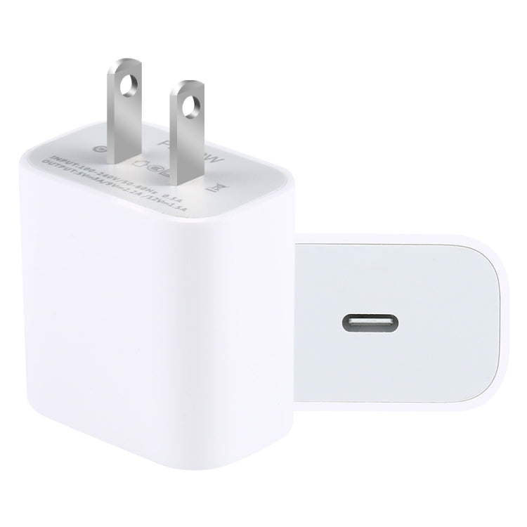Carregador de Viagem PD 20W Interface USB-C / Type-C Única, Ficha US, 20W Ficha US