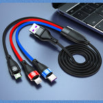 Cabo de Dados de Carregamento Rápido 40W 5A USB para Micro USB + USB-C / Tipo-C + 8 Pinos, Comprimento do Cabo: 1.2m, 1.2m