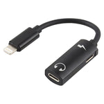 Adaptador de auscultadores áudio 2 em 1 8 pinos macho para duplo 8 pinos fêmea para carregamento e audição de música, compatível com todos os sistemas iOS
