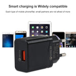 Conjunto de Carregador de Viagem LZ-728 2 em 1 18W QC 3.0 Interface USB + Cabo de Dados USB para 8 Pinos, Plugue EU, Comprimento do Cabo: 1m, com Cabo de 8 Pinos