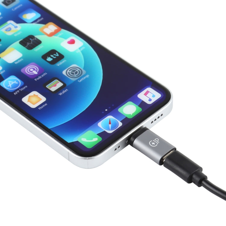 Adaptador de Carregamento 8 Pinos Macho para USB-C / Tipo-C Fêmea, Suporta Transmissão de Dados, 8 Pinos Macho