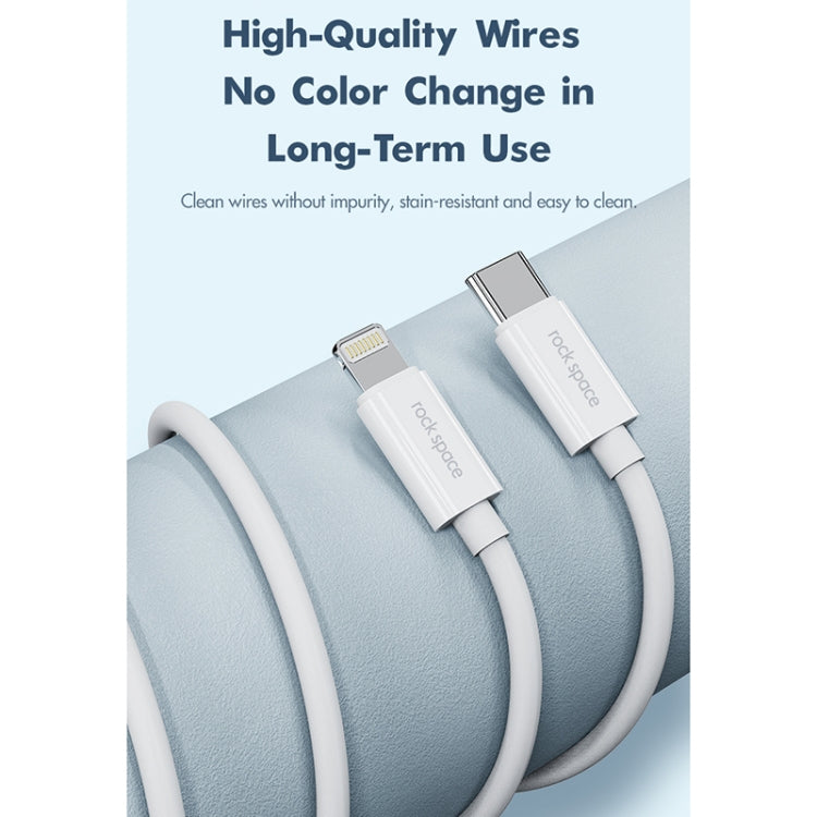 Cabo de Dados TPE de Carregamento Rápido ROCK Space Z19 PD 20W 3A USB-C / Tipo-C para 8 Pinos, Comprimento do Cabo: 1m, Z19