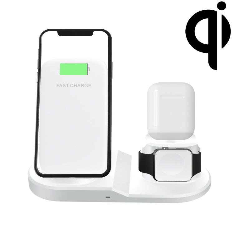 OJD-45 Carregador Sem Fios Multi-funções 3 em 1 QI 10W para Telemóvel + Relógio + Porta de Carregamento para Auriculares 8 Pinos, para Telemóveis, Relógios e AirPods 2, OJD-45