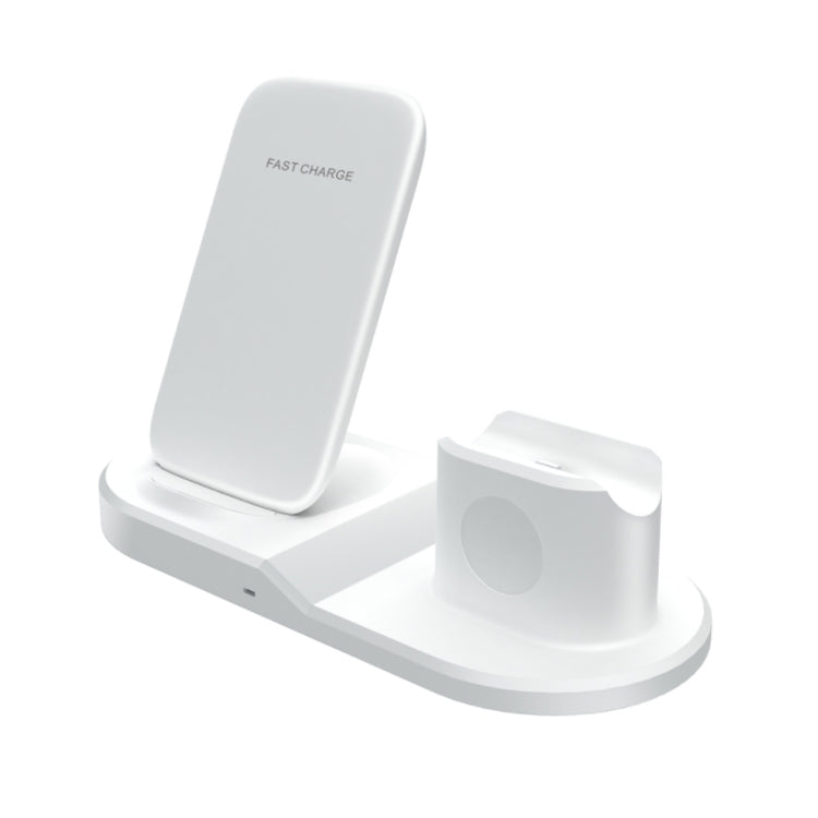OJD-45 Carregador Sem Fios Multi-funções 3 em 1 QI 10W para Telemóvel + Relógio + Porta de Carregamento para Auriculares 8 Pinos, para Telemóveis, Relógios e AirPods 2, OJD-45