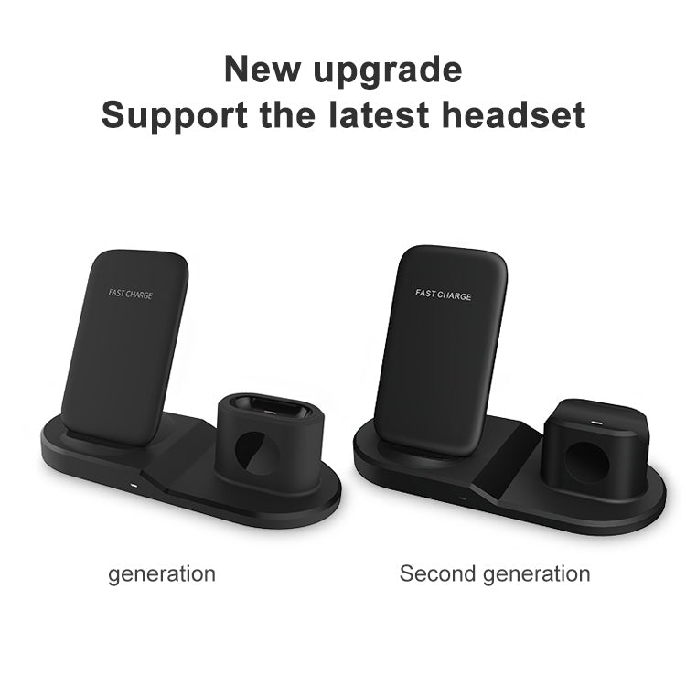 OJD-45 Carregador Sem Fios Multi-funções 3 em 1 QI 10W para Telemóvel + Relógio + Porta de Carregamento para Auriculares 8 Pinos, para Telemóveis, Relógios e AirPods 2, OJD-45