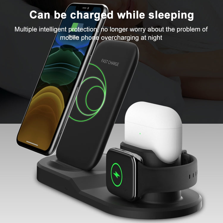OJD-45 Carregador Sem Fios Multi-funções 3 em 1 QI 10W para Telemóvel + Relógio + Porta de Carregamento para Auriculares 8 Pinos, para Telemóveis, Relógios e AirPods 2, OJD-45