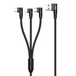 REMAX RC-167th Cabo de Carregamento de Cotovelo Série Range 3 em 1 2.1A USB para 8 Pinos + USB-C / Tipo-C + Micro USB, Comprimento do Cabo: 1m
