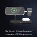 Carregador Sem Fios Magnético Multifuncional 5 em 1 15W para iPhone 12 Series & Apple Watchs & AirPods 1 / 2 / Pro, com Luz LED