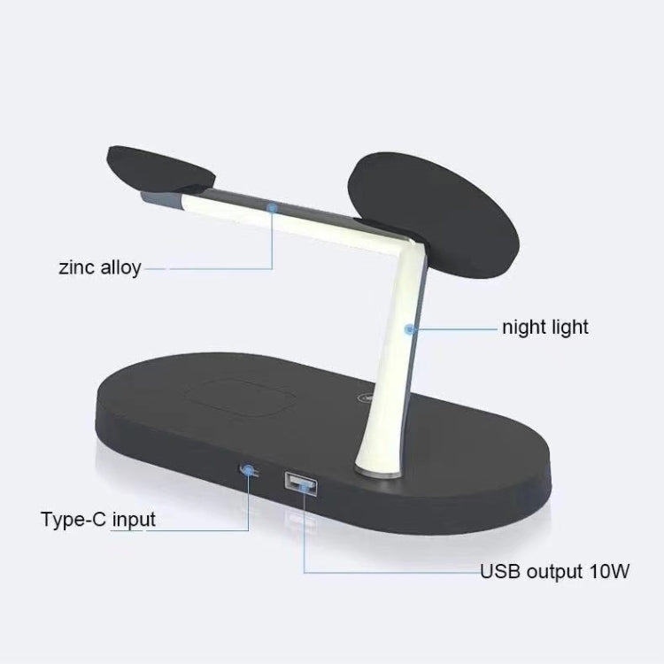 Carregador Sem Fios Magnético Multifuncional 5 em 1 15W para iPhone 12 Series & Apple Watchs & AirPods 1 / 2 / Pro, com Luz LED