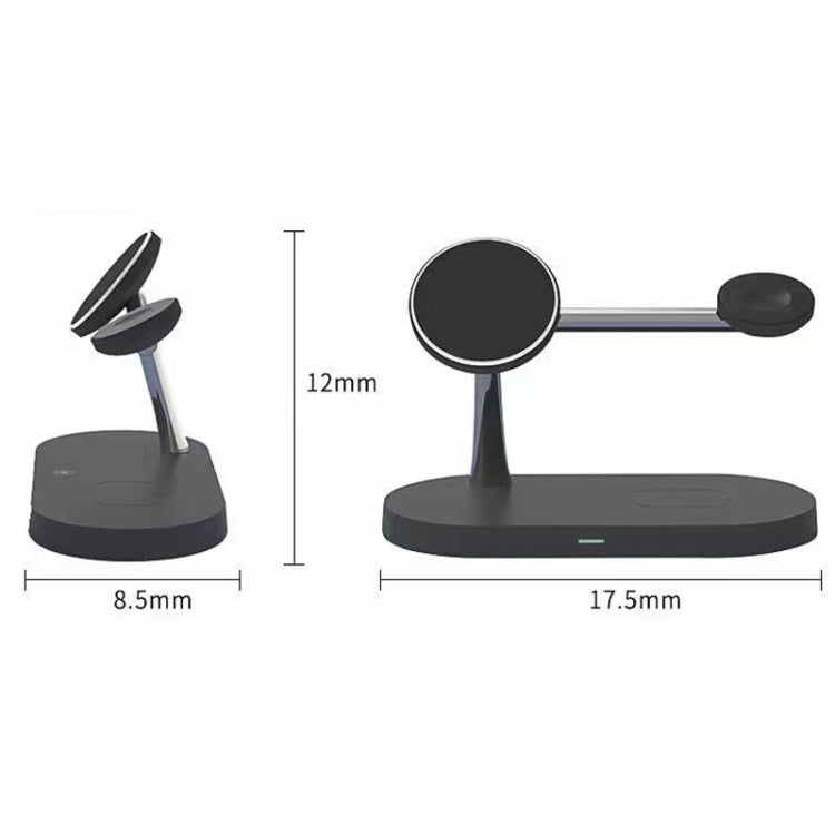Carregador Sem Fios Magnético Multifuncional 5 em 1 15W para iPhone 12 Series & Apple Watchs & AirPods 1 / 2 / Pro, com Luz LED