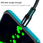 K061 Cabo de Dados de Carregamento Rápido Redondo 3 em 1 USB para 8 Pinos + USB-C / Tipo-C + Micro USB 1.2m 5A