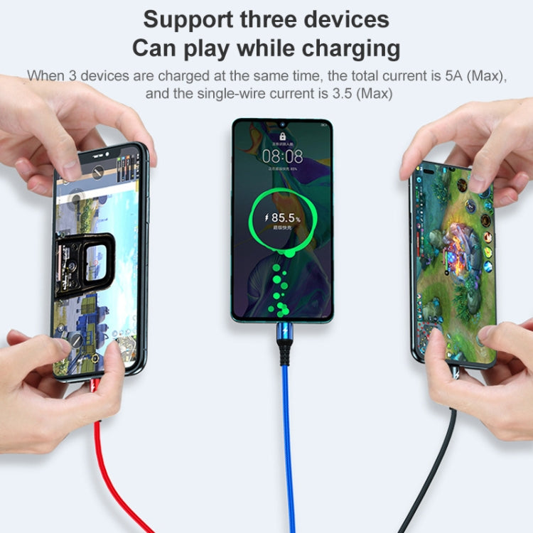 K061 Cabo de Dados de Carregamento Rápido Redondo 3 em 1 USB para 8 Pinos + USB-C / Tipo-C + Micro USB 1.2m 5A