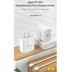 awei PD5 PD 20W Carregador de Viagem de Carregamento Rápido com Cabo Type-C / USB-C para 8 Pinos, Ficha US