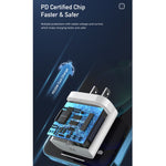 awei PD5 PD 20W Carregador de Viagem de Carregamento Rápido com Cabo Type-C / USB-C para 8 Pinos, Ficha US