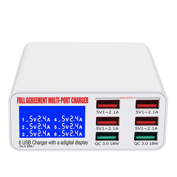 WLX-896+ Carregador USB Digital Inteligente Multi-funções 6 em 1, WLX-896+(Plug AU), WLX-896+(Plug UE), WLX-896+(Plug UK), WLX-896+(Plug US)