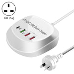 WLX-T3P Carregador USB Inteligente de Carregamento Rápido Multi-funções PD + QC 4 em 1, WLX-T3P Plug AU, WLX-T3P Plug UE, WLX-T3P Plug UK, WLX-T3P Plug US