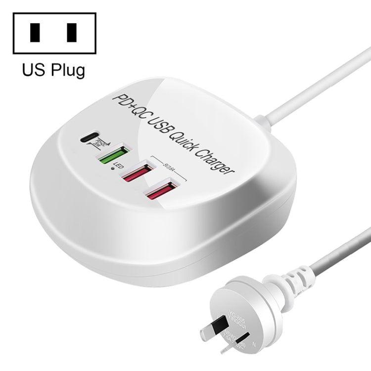 WLX-T3P Carregador USB Inteligente de Carregamento Rápido Multi-funções PD + QC 4 em 1, WLX-T3P Plug AU, WLX-T3P Plug UE, WLX-T3P Plug UK, WLX-T3P Plug US