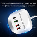 WLX-T3P Carregador USB Inteligente de Carregamento Rápido Multi-funções PD + QC 4 em 1, WLX-T3P Plug AU, WLX-T3P Plug UE, WLX-T3P Plug UK, WLX-T3P Plug US