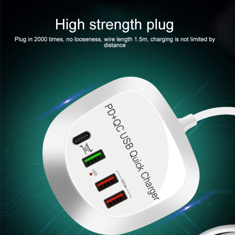 WLX-T3P Carregador USB Inteligente de Carregamento Rápido Multi-funções PD + QC 4 em 1, WLX-T3P Plug AU, WLX-T3P Plug UE, WLX-T3P Plug UK, WLX-T3P Plug US