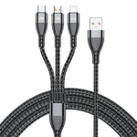 ADC-138 Cabo de Dados Trançado de Carregamento Rápido 66W 3 em 1 USB para 8 Pinos + Micro USB + USB-C / Tipo-C, Comprimento do Cabo: 1.2m