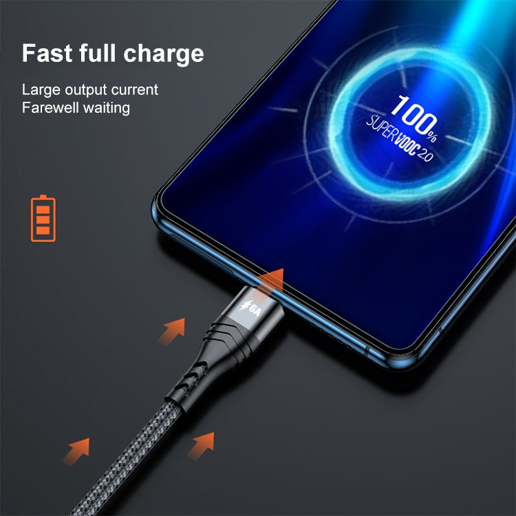 ADC-138 Cabo de Dados Trançado de Carregamento Rápido 66W 3 em 1 USB para 8 Pinos + Micro USB + USB-C / Tipo-C, Comprimento do Cabo: 1.2m