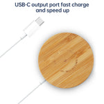 Carregador Sem Fios Magnético Redondo de Bambu Magsafe 15W JYD01