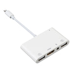 Adaptador Digital AV de Áudio OTG 4 em 1 8 Pinos para Duplo USB + AUX 3.5mm + HDMI