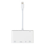 Adaptador Digital AV de Áudio OTG 4 em 1 8 Pinos para Duplo USB + AUX 3.5mm + HDMI