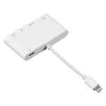 Adaptador Digital AV de Áudio OTG 4 em 1 8 Pinos para Duplo USB + AUX 3.5mm + HDMI