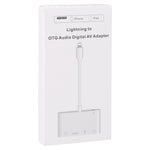Adaptador Digital AV de Áudio OTG 4 em 1 8 Pinos para Duplo USB + AUX 3.5mm + HDMI