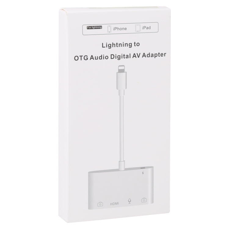 Adaptador Digital AV de Áudio OTG 4 em 1 8 Pinos para Duplo USB + AUX 3.5mm + HDMI
