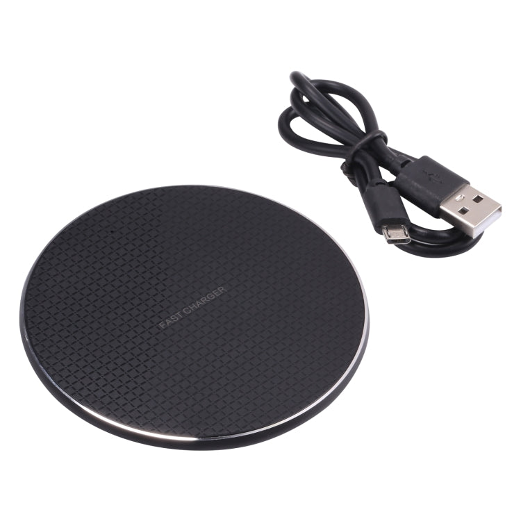 Carregador Sem Fios Redondo 10W QI com Padrão Xadrez, Metal 10W