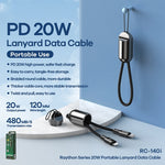 Cabo de Dados com Cordão Portátil REMAX RC-140i Série Thor PD 20W USB-C / Type-C para 8 Pinos, Comprimento do Cabo: 1.2m, USB-C / Type-C para 8 Pinos