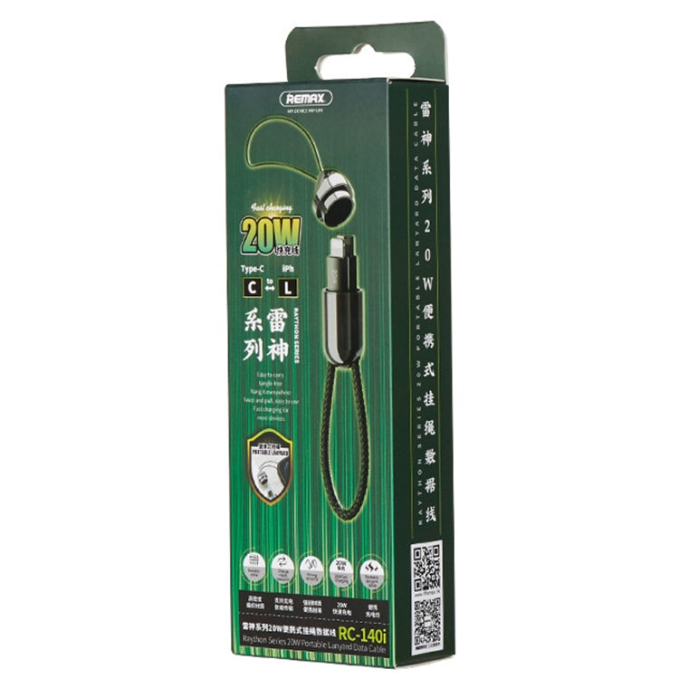 Cabo de Dados com Cordão Portátil REMAX RC-140i Série Thor PD 20W USB-C / Type-C para 8 Pinos, Comprimento do Cabo: 1.2m, USB-C / Type-C para 8 Pinos