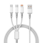 Cabo de Carregamento Rápido 3A 3 em 1 USB para Tipo-C / 8 Pinos / Micro USB, Comprimento do Cabo: 1,2m, Branco