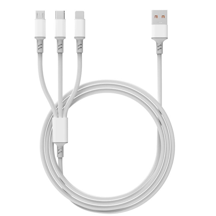 Cabo de Carregamento Rápido 3A 3 em 1 USB para Tipo-C / 8 Pinos / Micro USB, Comprimento do Cabo: 1,2m, Branco