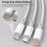 Cabo de Carregamento Rápido 3A 3 em 1 USB para Tipo-C / 8 Pinos / Micro USB, Comprimento do Cabo: 1,2m, Branco