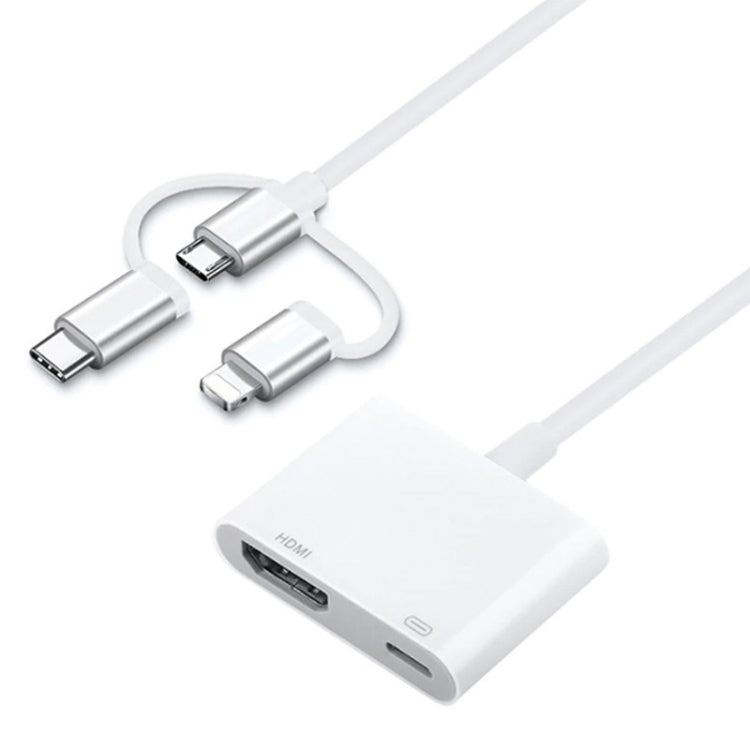 Adaptador A18 Pro 3 em 1 8 pinos + Type-C + Micro USB para HDMI + AV digital 8 pinos