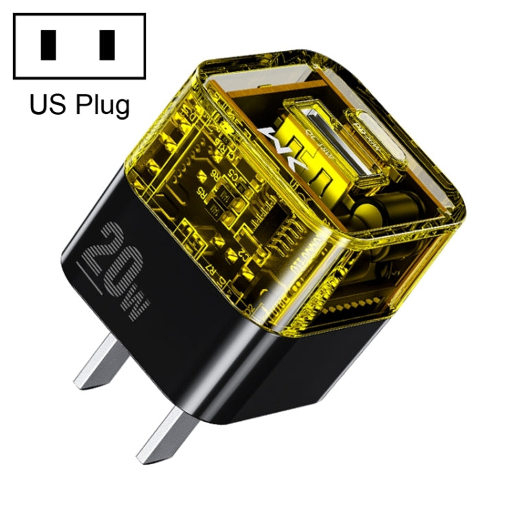 Carregador Transparente WK WP-U149 20W USB+USB-C/Type-C com Porta Dupla, Especificações: Plugue US