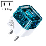 Carregador Transparente WK WP-U149 20W USB+USB-C/Type-C com Porta Dupla, Especificações: Plugue US