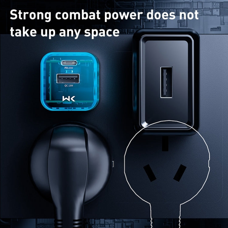 Carregador Transparente WK WP-U149 20W USB+USB-C/Type-C com Porta Dupla, Especificações: Plugue US