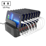 Estação de carregamento inteligente YFY-A55 150W com 16 portas USB e suporte para telemóvel e tablet, ficha US, YFY-A55